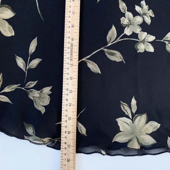 Vintage Floral Midi Skirt Black Beige Dark Academia Fall Autumn Twee Whimsigoth - Picture 8 of 10